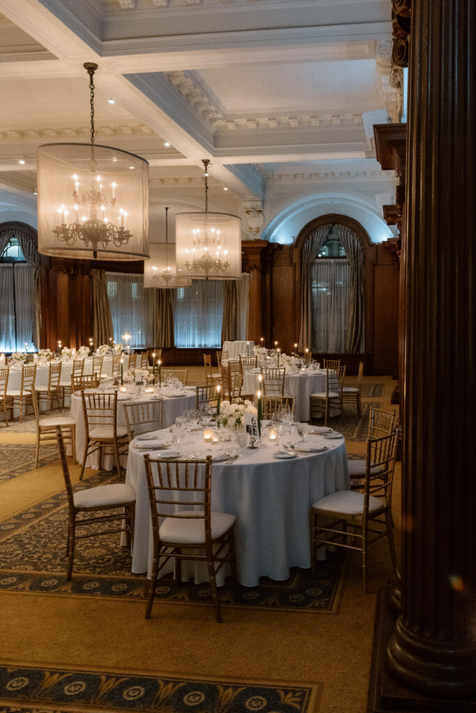 Wedding reception space in the Vancouver Club